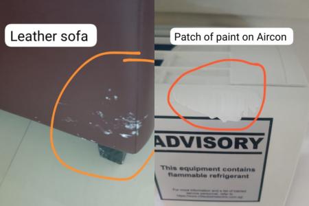 Homeowner furious as painters allegedly stain sofa, even air-con