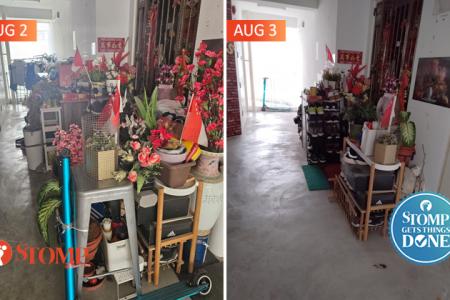 Clutter cleared from Sengkang corridor after resident's feedback