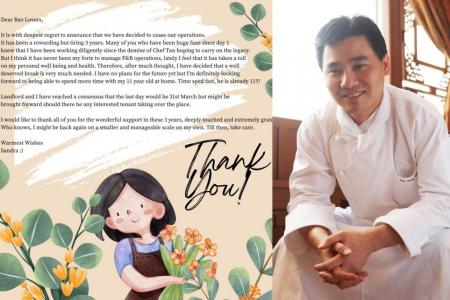 Late chef Tan Yong Hua’s wife closing bao business