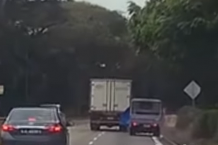 Truck hits pickup and takes off