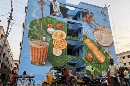 S'pore artist Yip Yew Chong paints second public mural in India