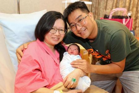 Couple welcome leap year Dragon baby
