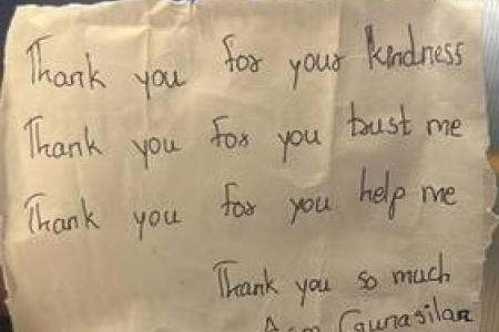 MRT station worker touched by note from stranger he helped