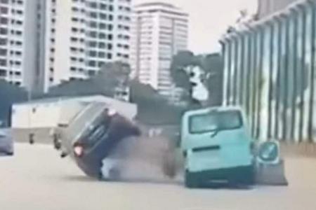 2 taken to hospital after car and van collide in Ang Mo Kio