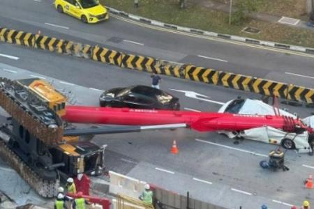 Driver jumps out seconds before van crushed by falling crane in Sengkang, crane operator arrested