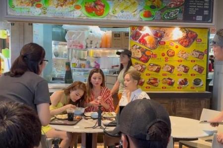 Cantopop stars Charlene Choi, Gillian Chung and Joey Yung spotted filming show in Singapore
