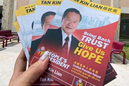 Tan Kin Lian shifts campaign strategy from walkabouts to focus on reaching residents with fliers 