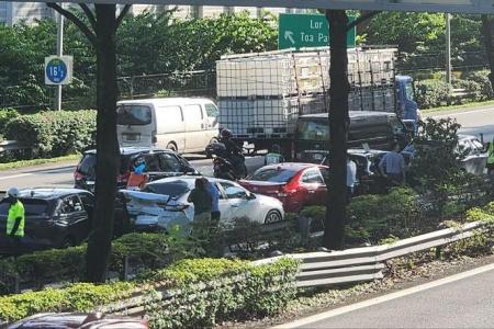 2 injured in five-car chain collision on PIE 