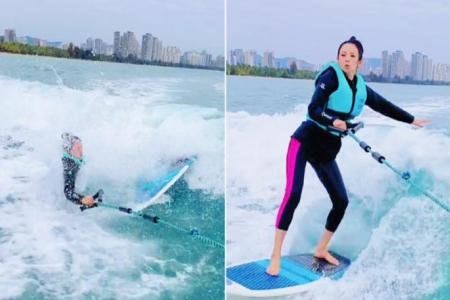 Chinese actress Zhang Ziyi succeeds in wakesurfing after numerous attempts