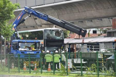 3 people injured after double-decker bus hits taxi stand in Yishun