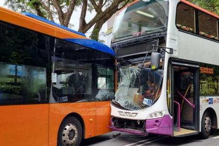 NUS shuttle, SBS Transit bus collide; three taken to hospital  