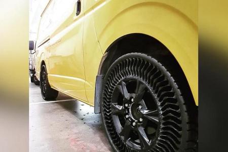 Puncture-proof tyres made from plastic bottles tested in Singapore