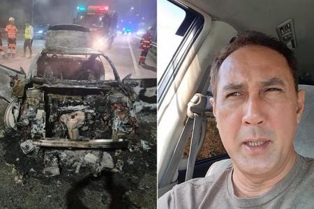 M'sian actor Roy Azman and family escape unhurt after car burst into flames