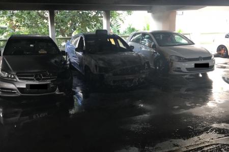 Three vehicles damaged in Sengkang carpark fire
