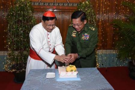 Top Myanmar Catholic sparks outrage with junta chief Christmas cake photo