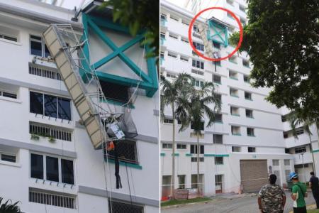 Two workers taken to hospital after gondola malfunctions at Pasir Ris HDB block