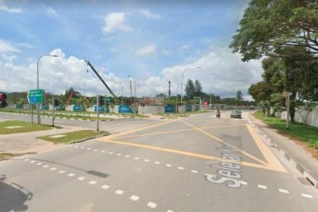 Driver crashes into construction barricade in Seletar