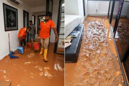 Burst pipe leaves newly renovated Yishun flat caked in mud