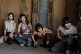 (From left) Ayaka Miyoshi, Aya Asahina, Tao Tsuchiya and Kento Yamazaki in the second season of Alice In Borderland.