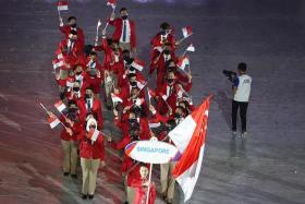 Team Singapore at the opening ceremony of the 31st SEA Games held at My Dinh National Stadium, Hanoi, Vietnam in 2022. 