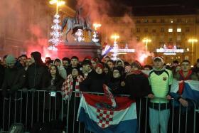 Croatian fans watching the semi-final against Argentina in Zagreb on Tuesday. 