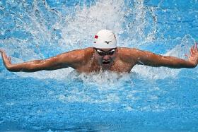 Singapore swimmer Joseph Schooling competing in the men’s 100m butterfly at the Tokyo Olympics in 2021.