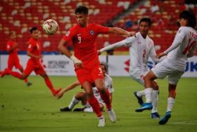 Ikhsan Fandi on the ball for Singapore in their opening 3-0 Group A win over Myanmar in the AFF Suzuki Cup at the National Stadium on Dec 5, 2021.