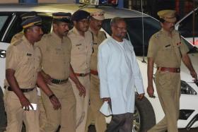 A 2018 photo showing Bishop Franco Mulakkal being escorted by the police.