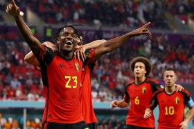 Belgium&#039;s forward Michy Batshuayi celebrates scoring the only goal of the match against Canada. 