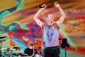 Coldplay singer Chris Martin performing at Rose Bowl Stadium in California, United States on Sept 30, 2023.
