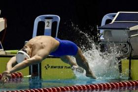 Quah Zheng Wen starting his 100m backstroke finals at the SEA Games in Cambodia on May 6.