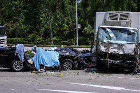 The police were alerted to the accident involving a car, a bus, a lorry and a van at Upper Thomson Road on July 7, 2023.