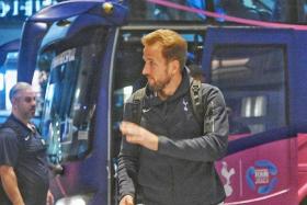 Tottenham Hotspur’s Harry Kane arrived at about 2.20am at Pan Pacific Hotel for the Singapore Festival of Football.