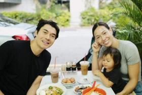 Henry Golding with wife Liv Lo and their daughter at Killiney Kopitiam Valley Point in a post on Sept 29.