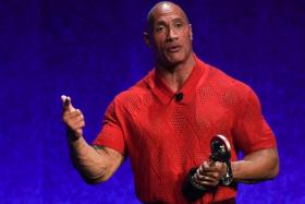 Dwayne Johnson receives the Entertainment Icon of the Decade Award during CinemaCon 2022 in Las Vegas on April 26, 2022.