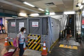 As part of rail enhancement works, the Land Transport Authority is installing an escalator at Exit C of Toa Payoh MRT station.