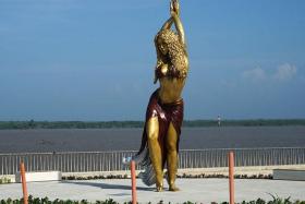 A statue of Colombian singer Shakira at the Malecon in Barranquilla, Colombia, on Dec 26, 2023. 