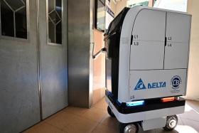 Aiden the robot takes the smallish lifts and navigates the narrow corridors on its own. 