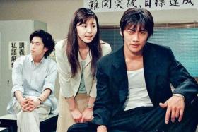 Nanako Matsushima (middle) and Takashi Sorimachi (right) starred in GTO (1998). Behind them is actor Yosuke Kubozuka.