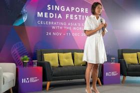 Ms Jean Ng, IMDA media industry cluster director, at the media engagement session for Singapore Media Festival 2022.