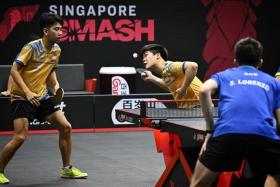 Men&#039;s doubles pair Koen Pang (left) and Izaac Quek are the second Singaporeans to make the last eight of the Singapore Smash.