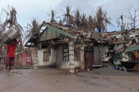 A house in Indonesia's North Sulawesi province damaged by the eruption of the Ruang volcano.