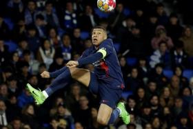 Paris St Germain's Kylian Mbappe in action during the Champions League match against Real Sociedad.