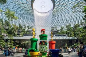 Jewel Changi Airport will be peppered with photo spots that feature characters and icons from the Mario family from now till Jan 1.