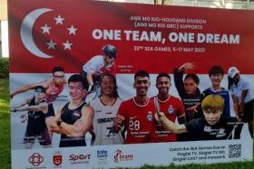 The names of Young Lions Ajay Robson (centre, left) and Muhammad Ryaan Sanizal (centre, right) are incorrectly printed over each other’s photos in the banner.