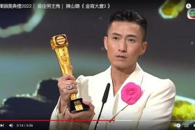 Joel Chan won Best Actor at the TVB Awards Presentation ceremony on Jan 8, 2023.