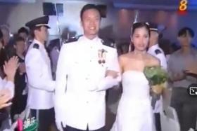 Actress Zoe Tay with her husband Philip Chionh at their wedding ceremony in 2001.