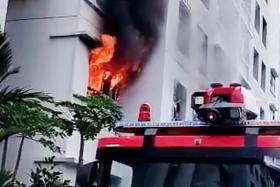 SCDF was alerted to a fire at Block 641A Punggol Drive at about 11.10am on Saturday.