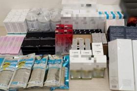 About 2,600 pieces of purported trademark-infringing hair and beauty products were seized on Tuesday.