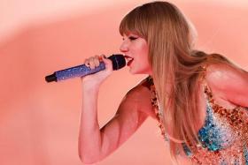 American singer-songwriter Taylor Swift performs during her Eras Tour at Sofi stadium in California on Aug 7.